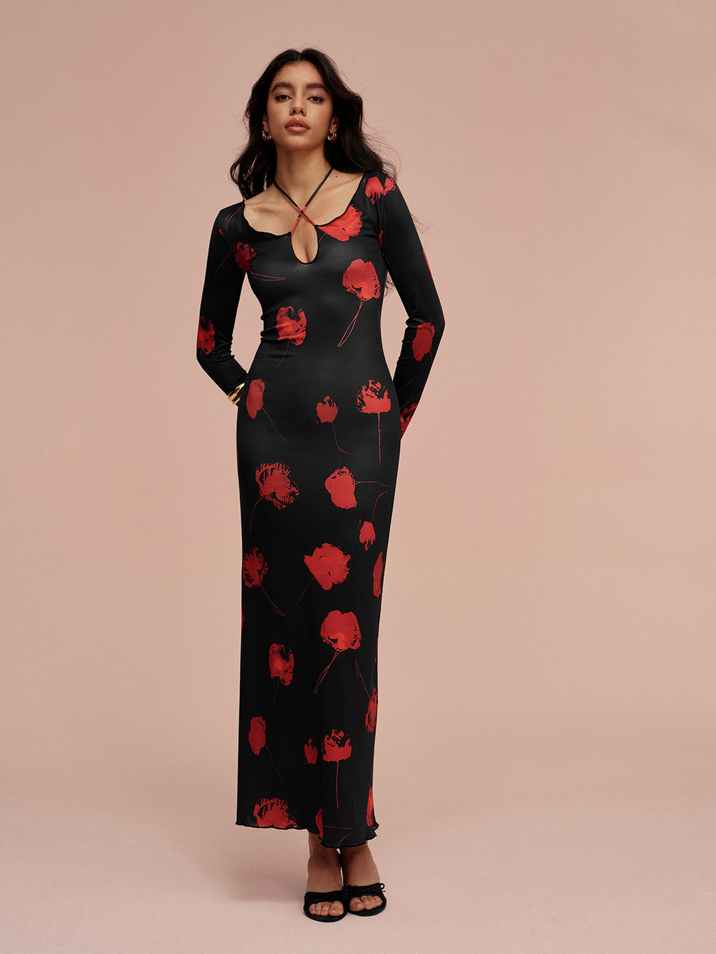 Geblümtes Kleid mit Schleifendetail