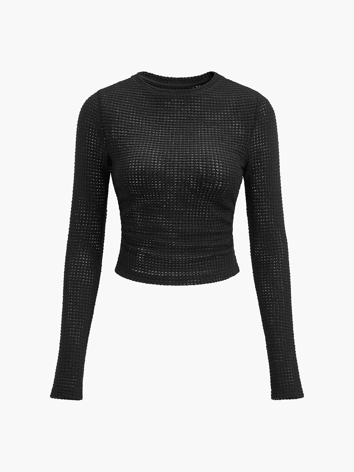 Pull slim uni en maille gaufrée 