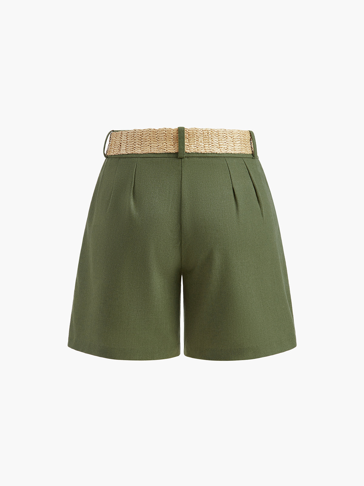V-Ausschnitt Shorts-Set mit Knopfleiste und Gürtel