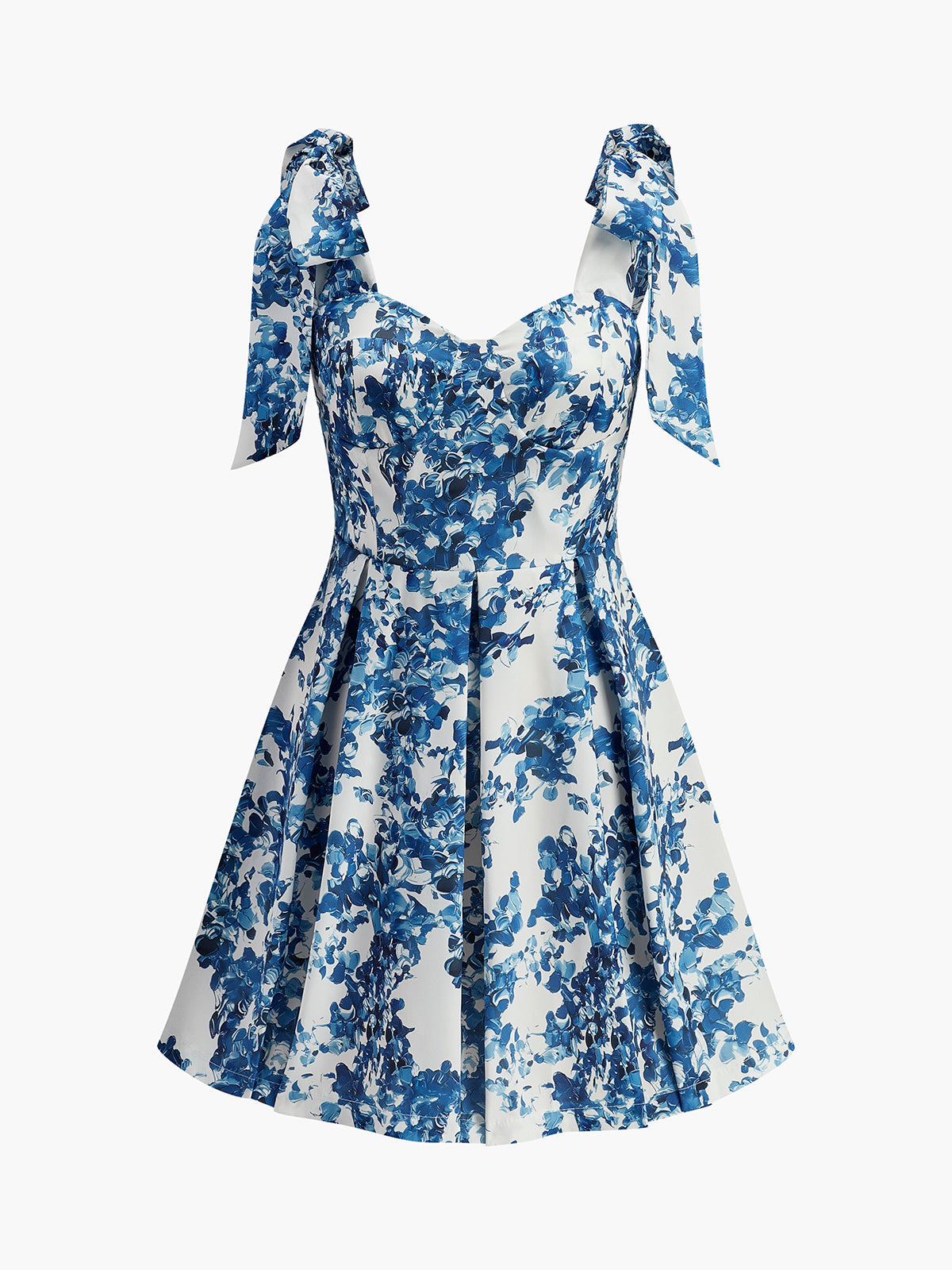 Robe à imprimé floral, encolure en cœur et bretelles à nouer