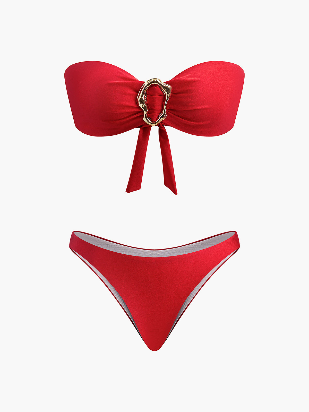Bandeau-Bikini mit Metalldetails und Schleife 