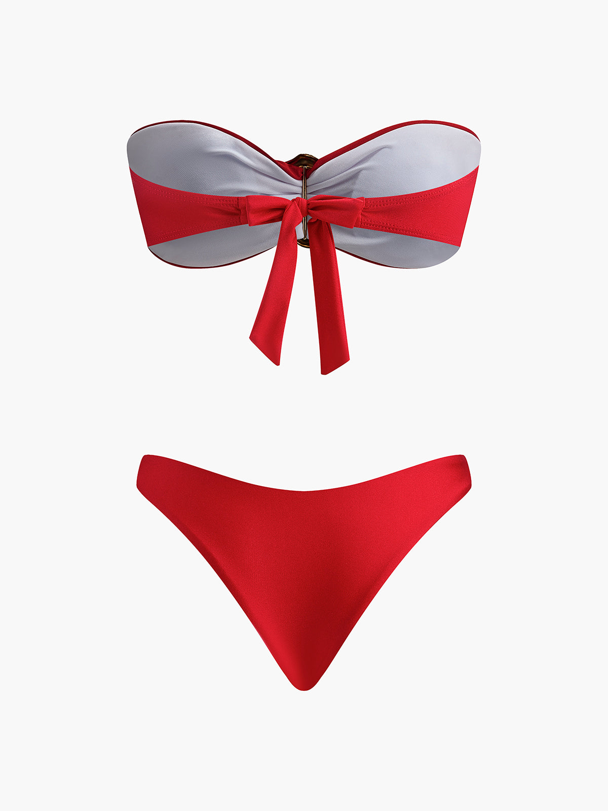 Bandeau-Bikini mit Metalldetails und Schleife 