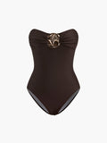 Metal Detail Twist Front One-Piece Swimsuit