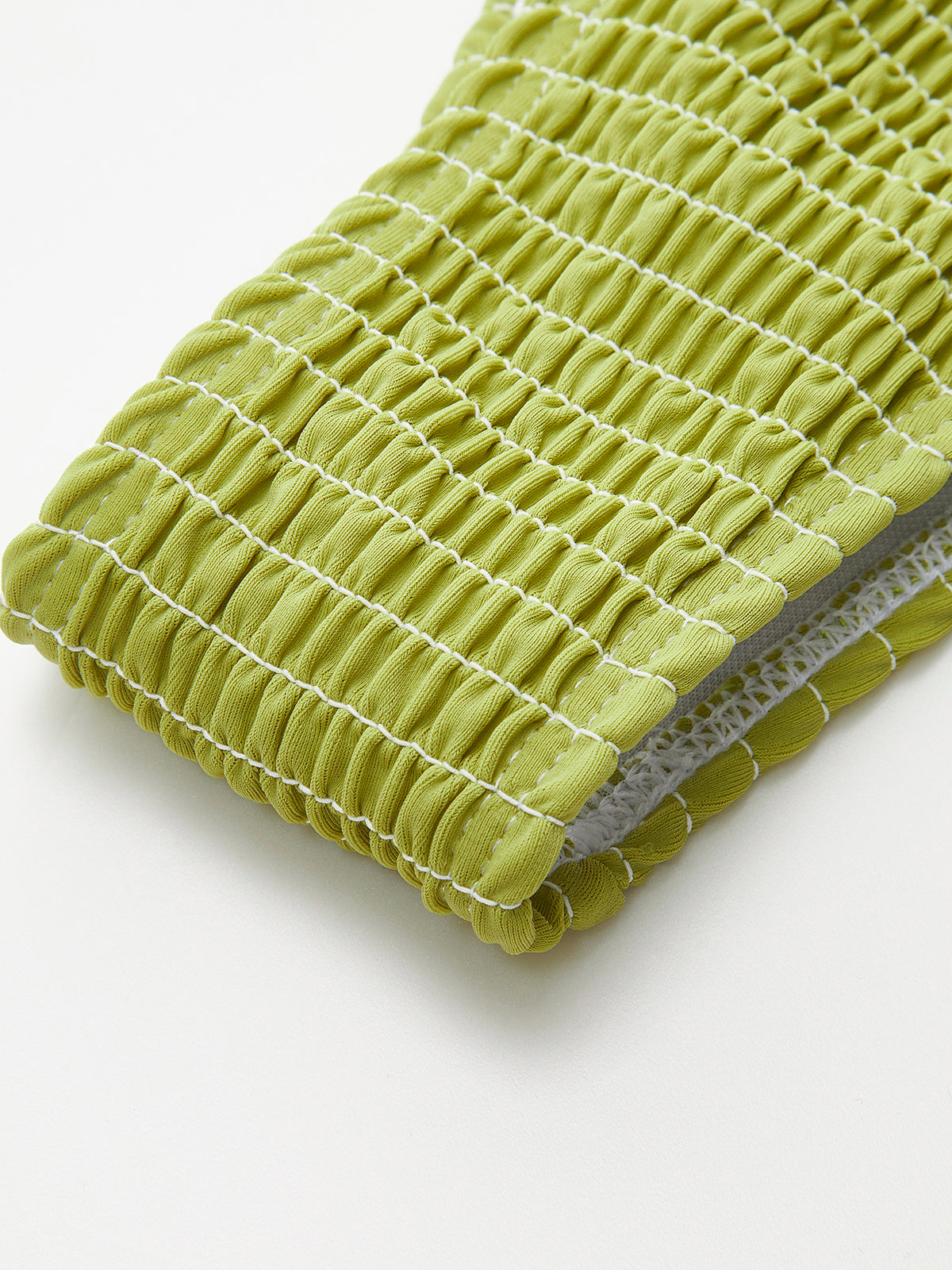 Smocked Triangle Bikini With Tie Straps