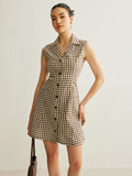 Schachbrettmuster-Taschen gebundenes Kleid