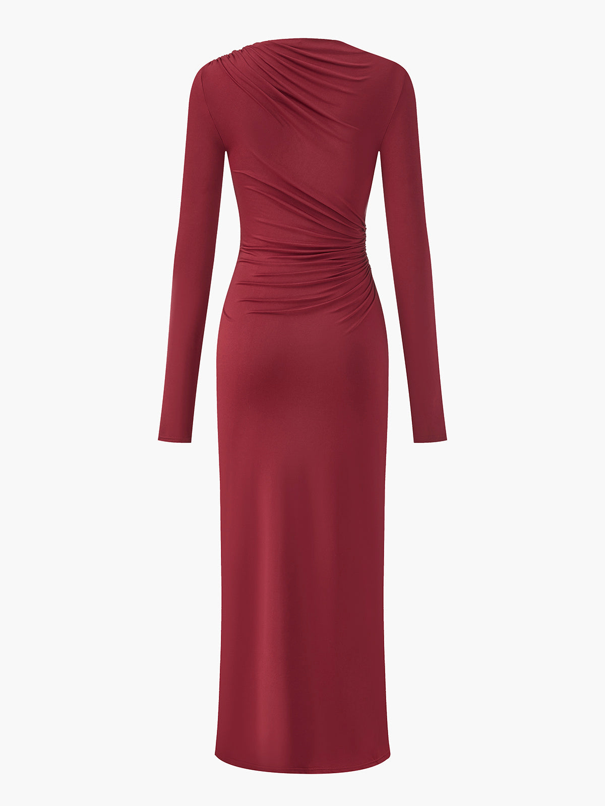 Robe longue cintrée en jersey froncé 