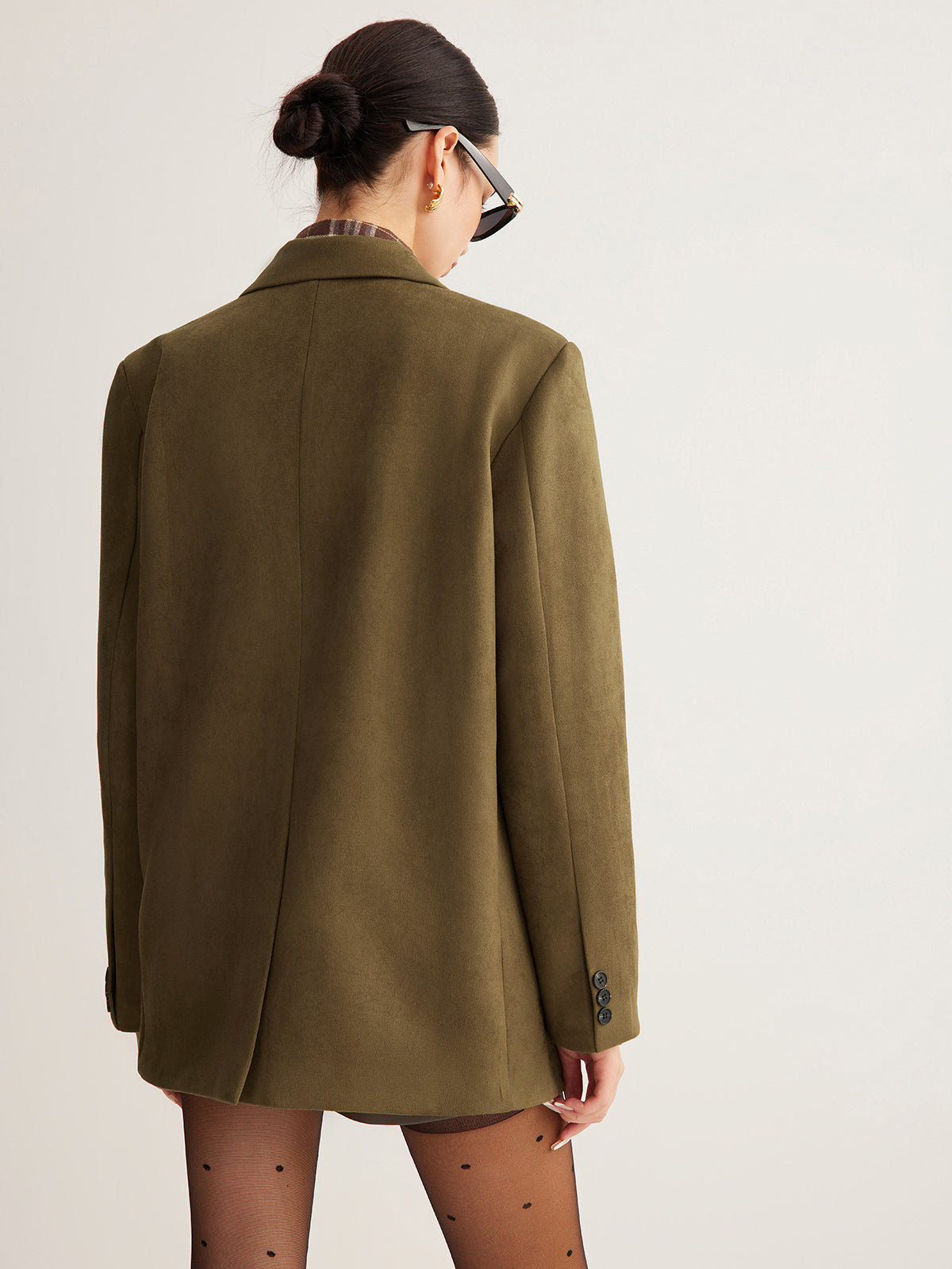 Suede Effect Back-Slit Blazer