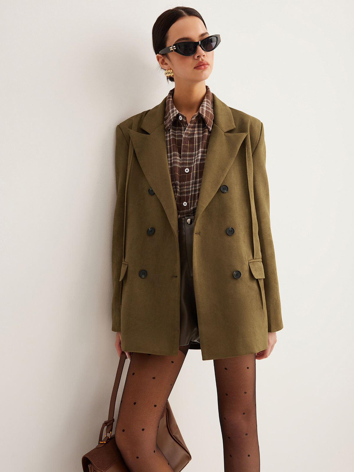 Blazer à fente arrière effet daim 