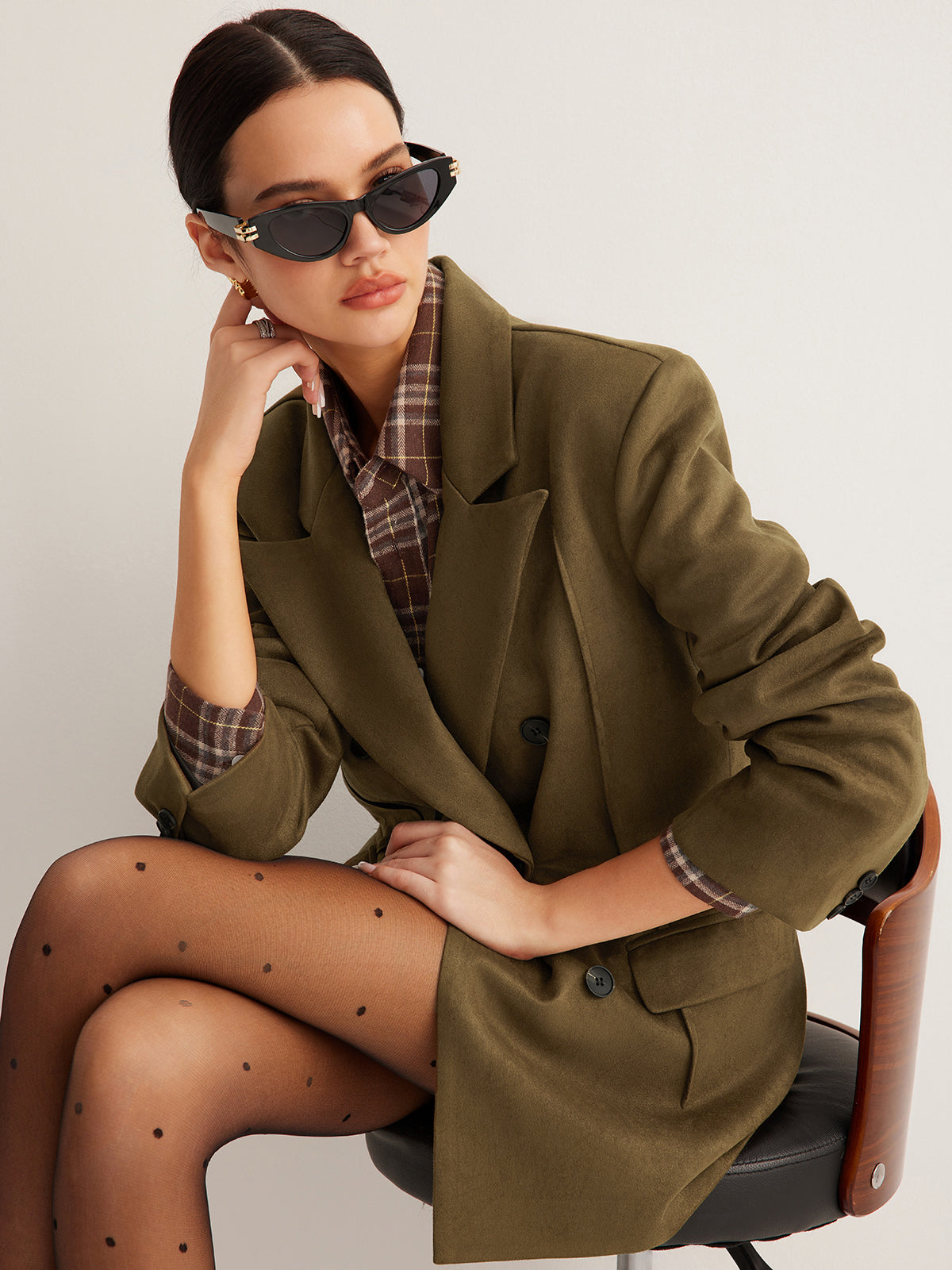 Blazer à fente arrière effet daim 