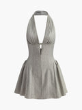 Rückenband-Neckholder-Plisseekleid