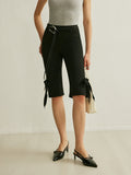 High-Waist-Caprihose mit Schleifendetail