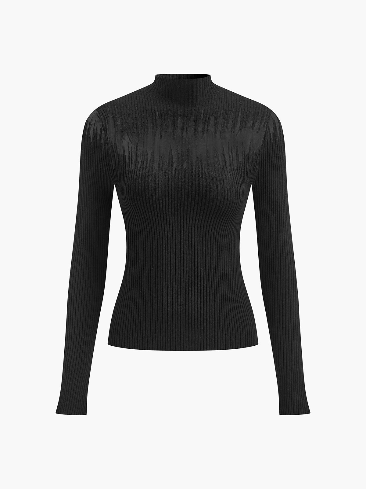 Haut en maille à col montant et empiècements transparents 