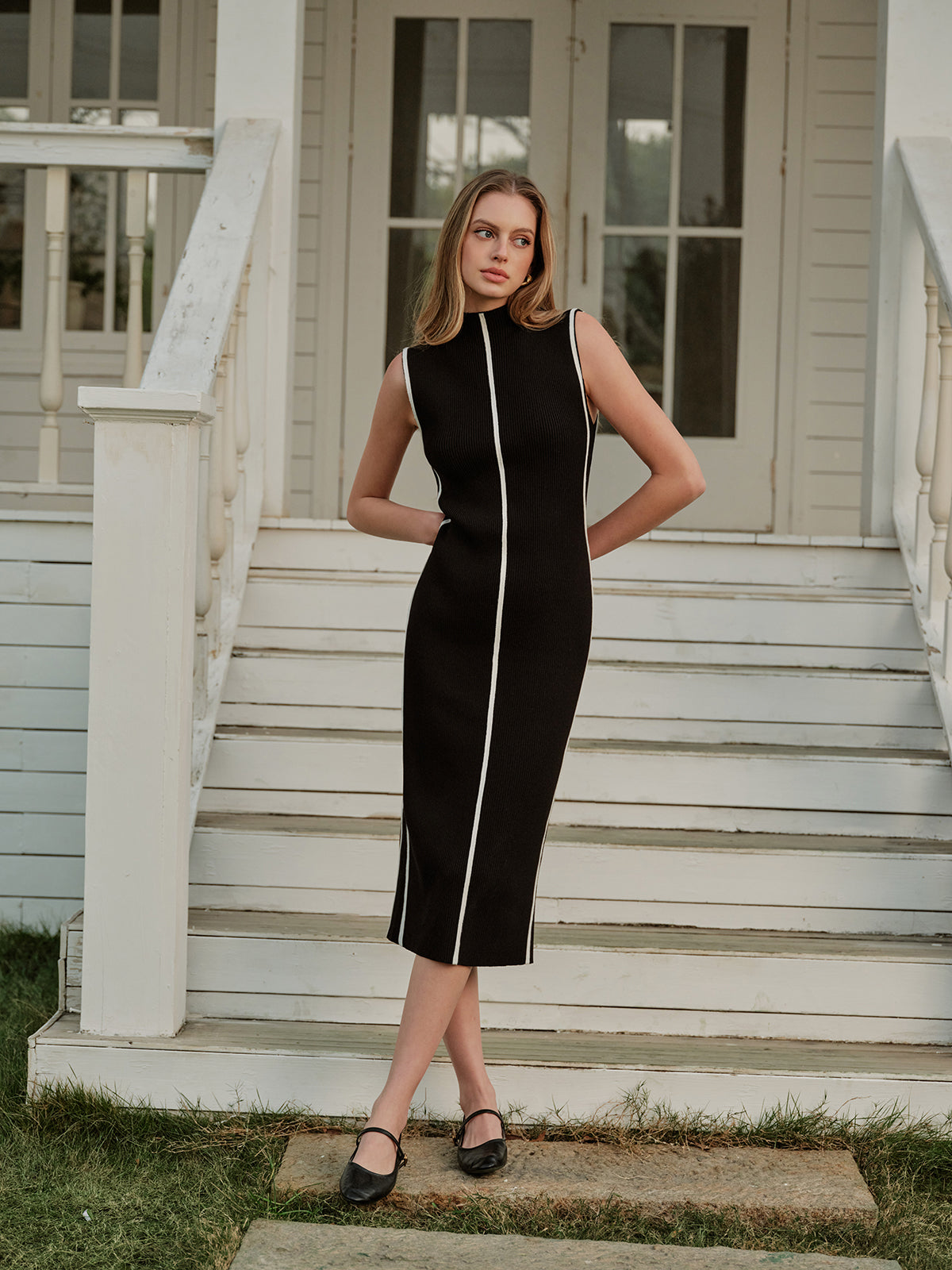 Robe pull sans manches color block
