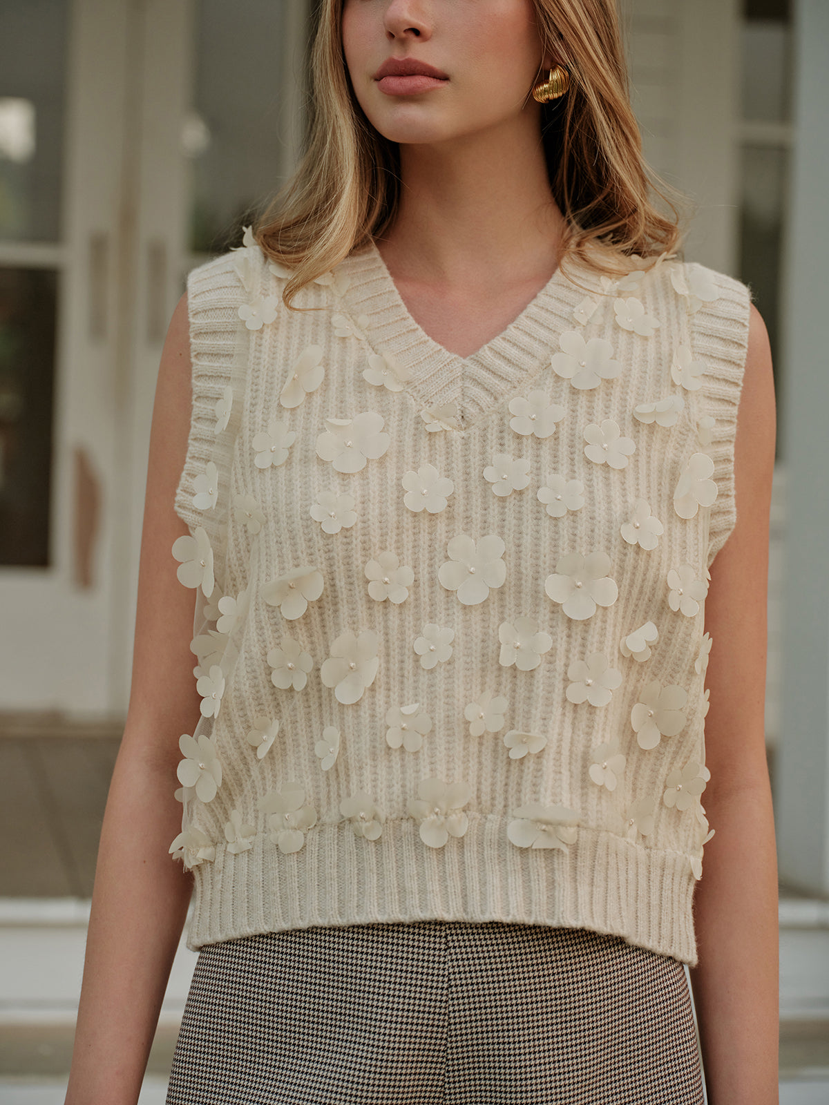 Legere florale Strickweste