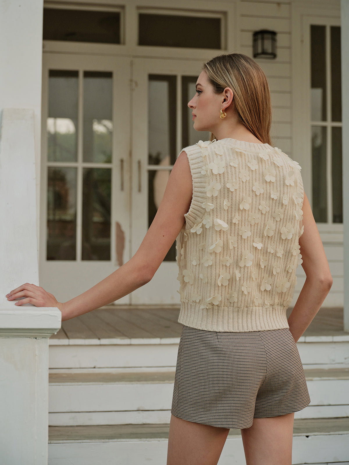 Gilet décontracté à motif floral