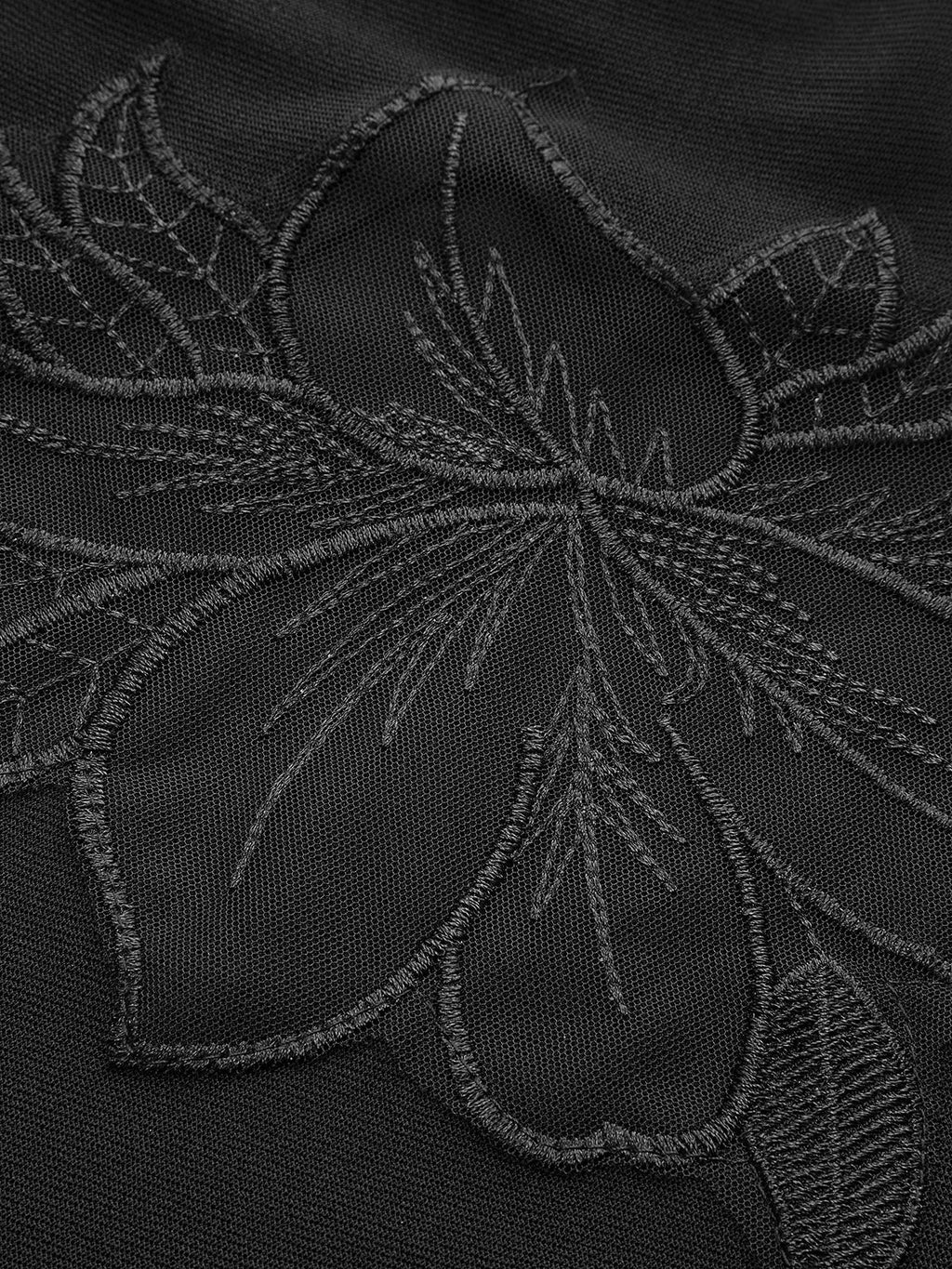 Halbtransparenter Mesh-Floral-Slim-Jersey-Top