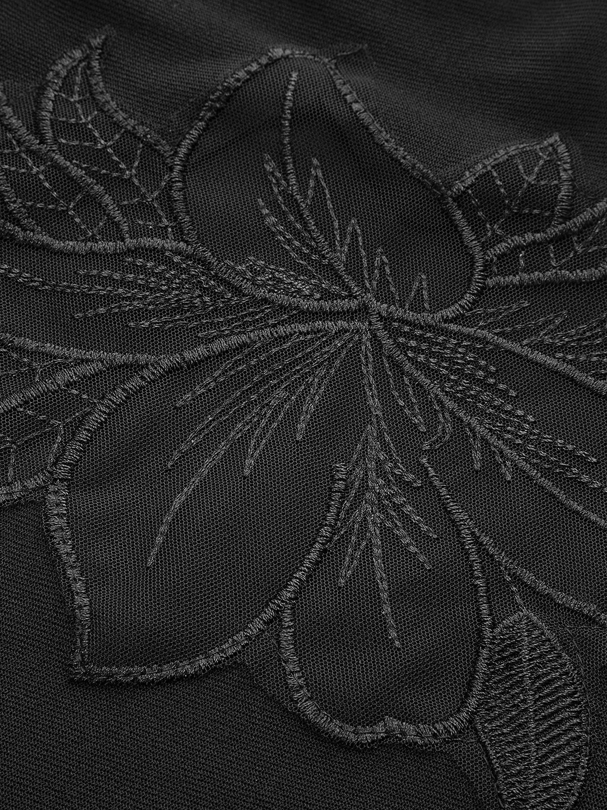 Semi-Sheer Mesh-Floral Slim Jersey Top