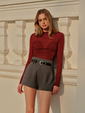 Straight Neck Sheer Panel Jersey Top