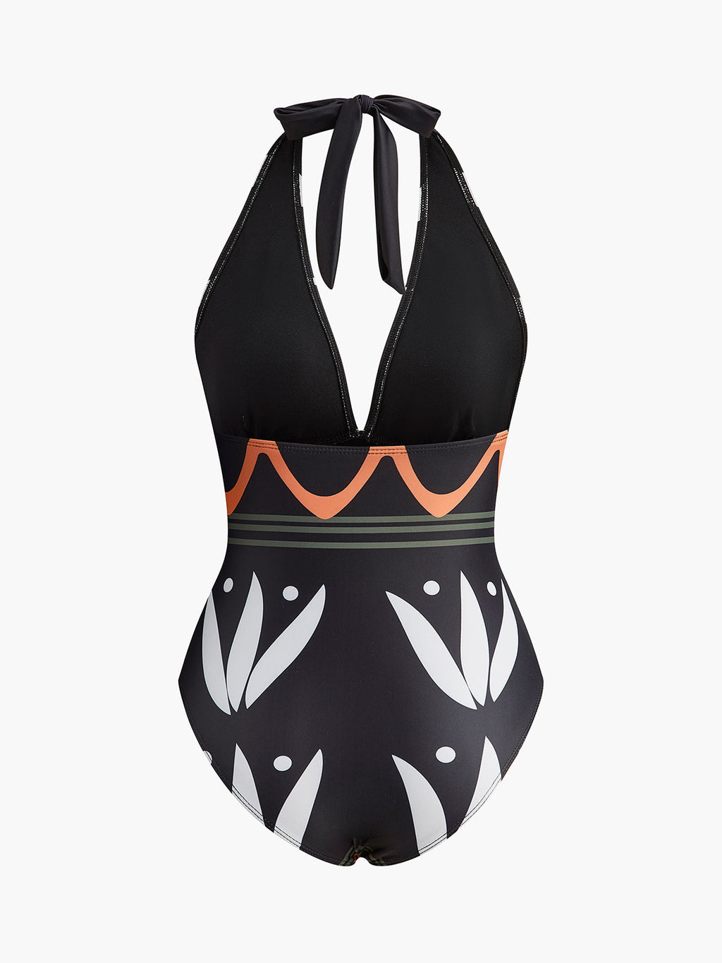 Neckholder-Badeanzug mit geometrischem Muster