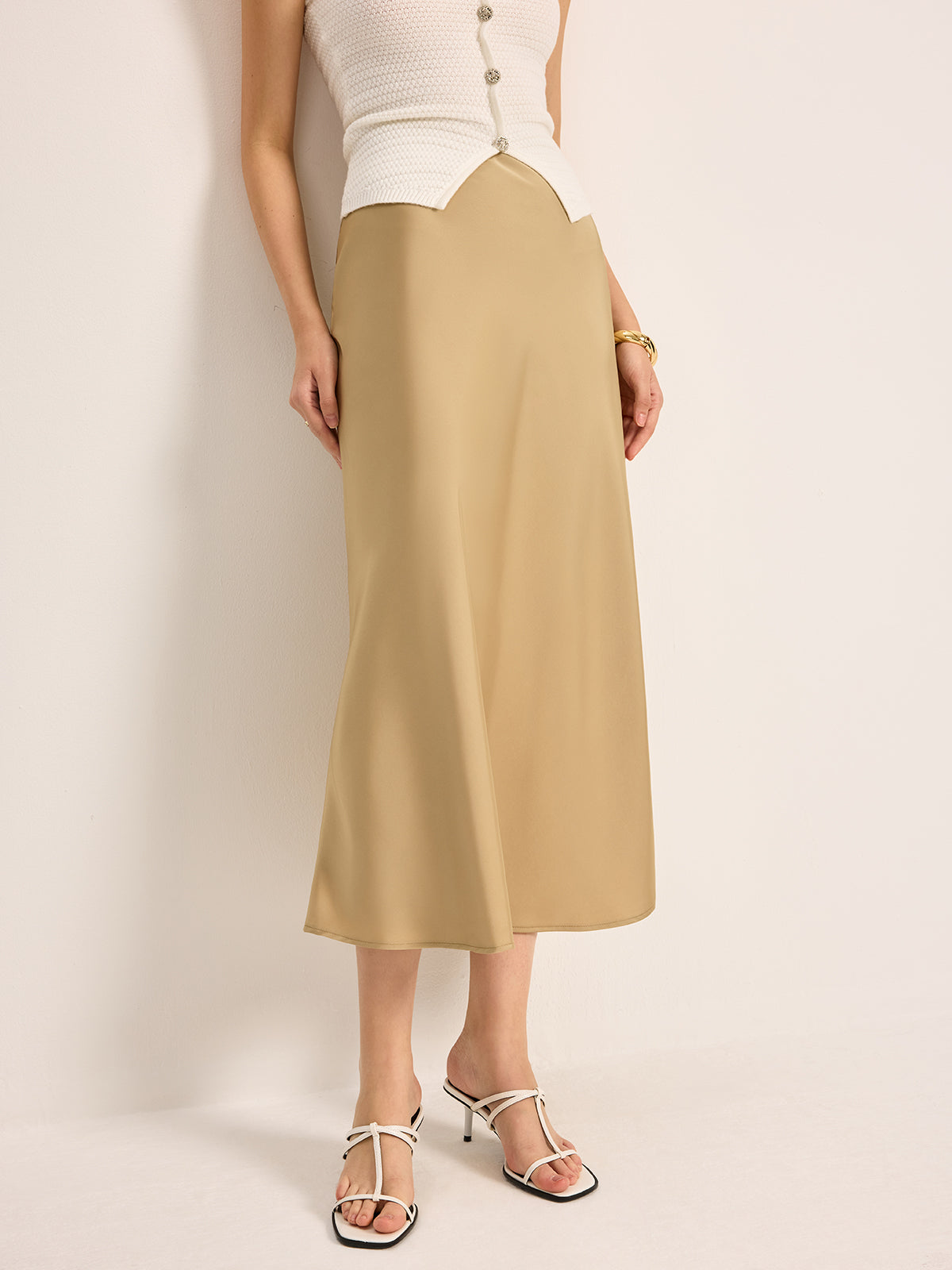 Satinrock mit hoher Taille