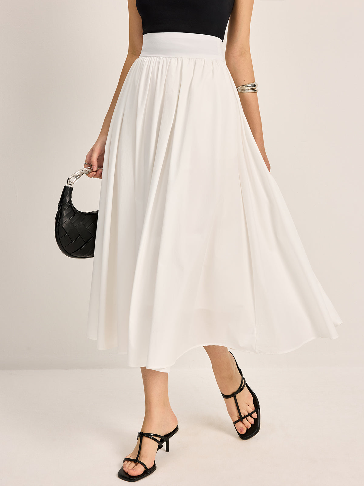 Semi-Sheer Elegant A-Line Pleated Skirt