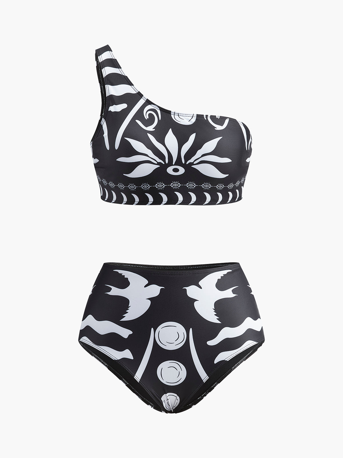 Bikini-Set mit einem Träger und Tribal-Print 