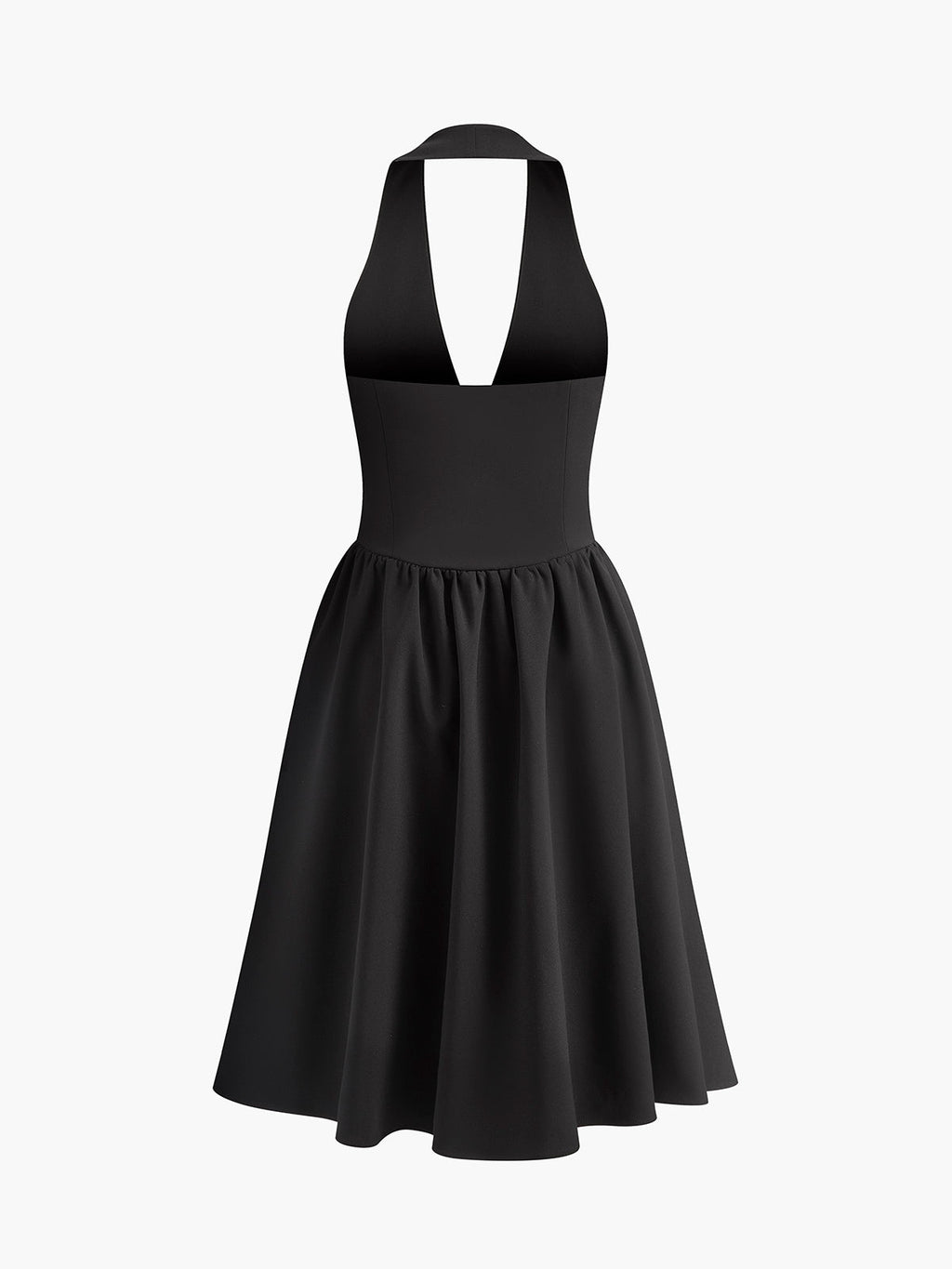 Kurzes Neckholder-Kleid mit Schleifendetail und Faltenrock
