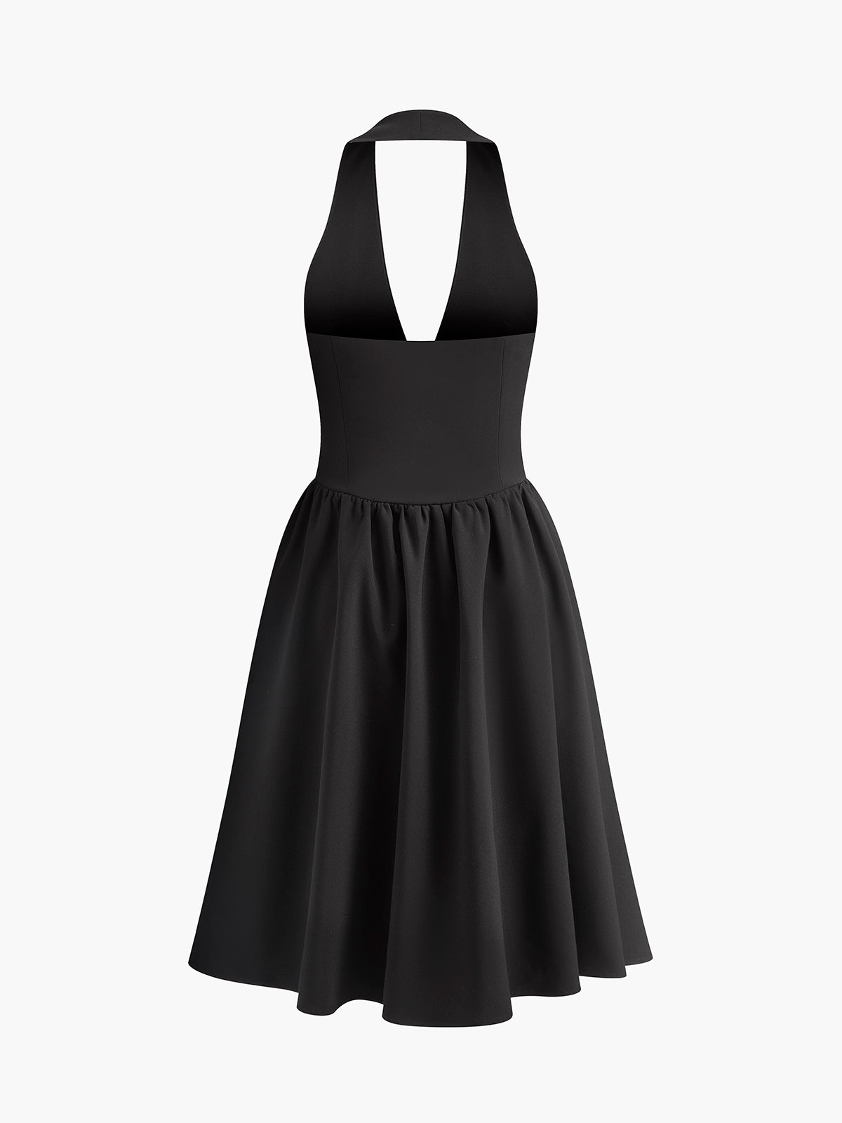 Kurzes Neckholder-Kleid mit Schleifendetail und Faltenrock