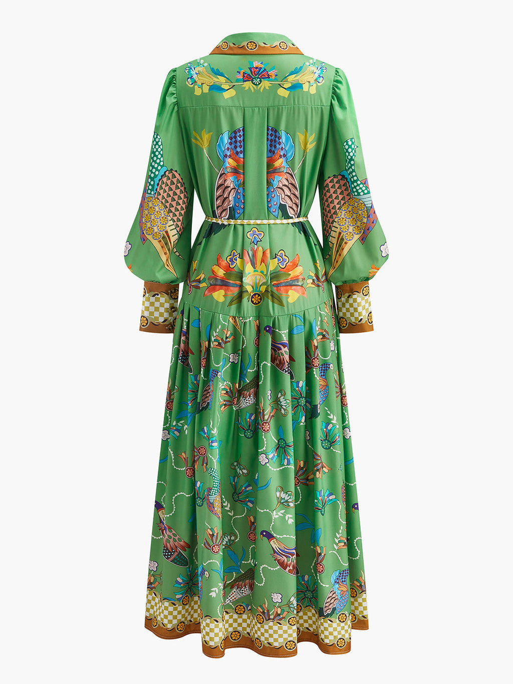 Boho Langarm-Knopf-Blumenkleid