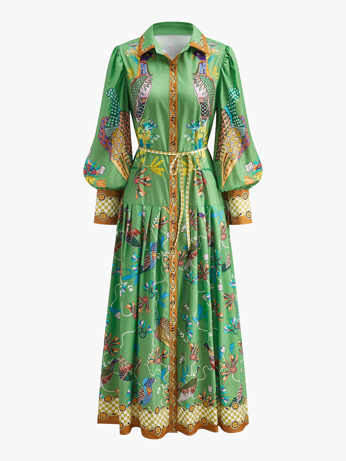Robe longue boutonnée florale style bohème à manches longues