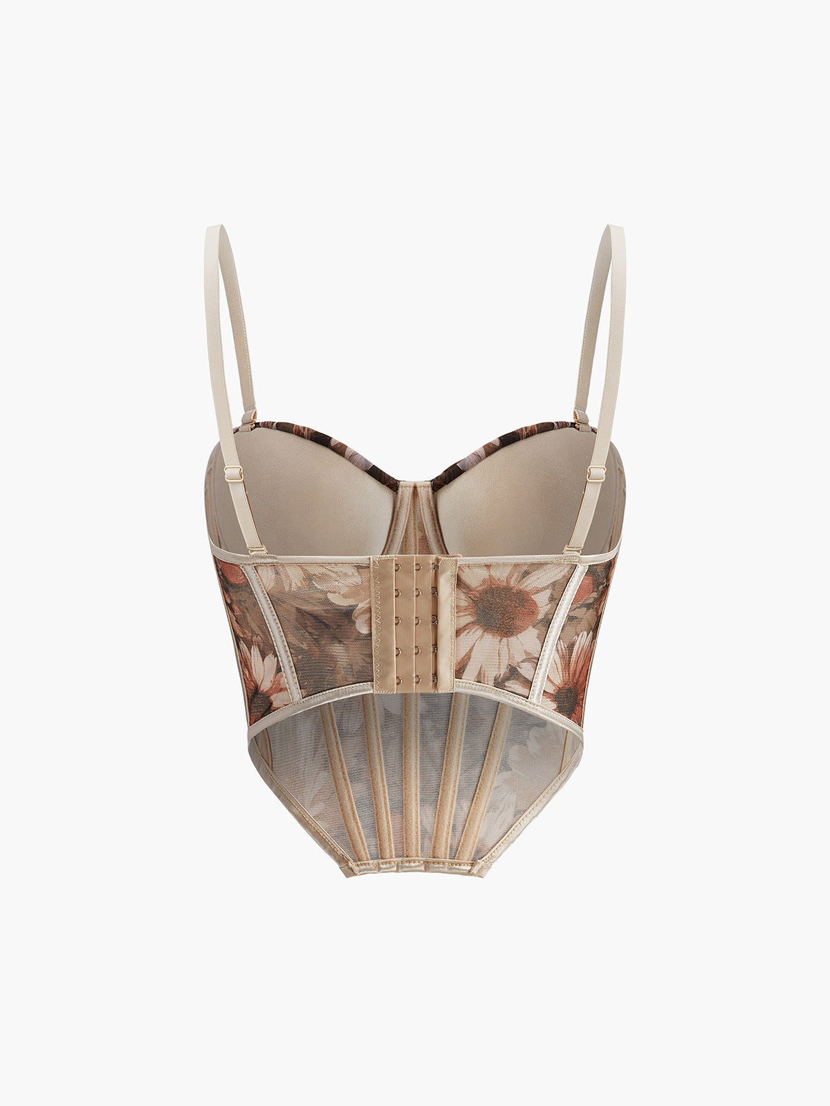 Semi-Sheer Floral Print Sweetheart Corset