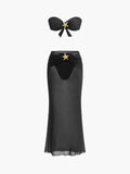 Bandeau-Bikini mit Seestern-Detail und Netzrock
