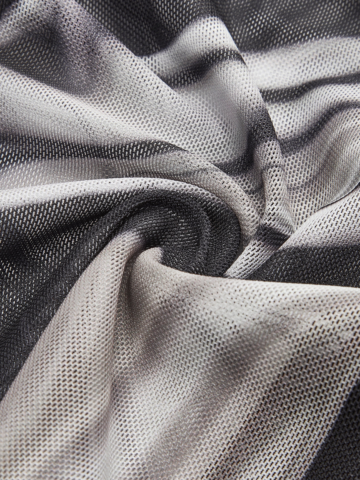 Semi-Sheer Geometric Printed Mesh Jersey Top