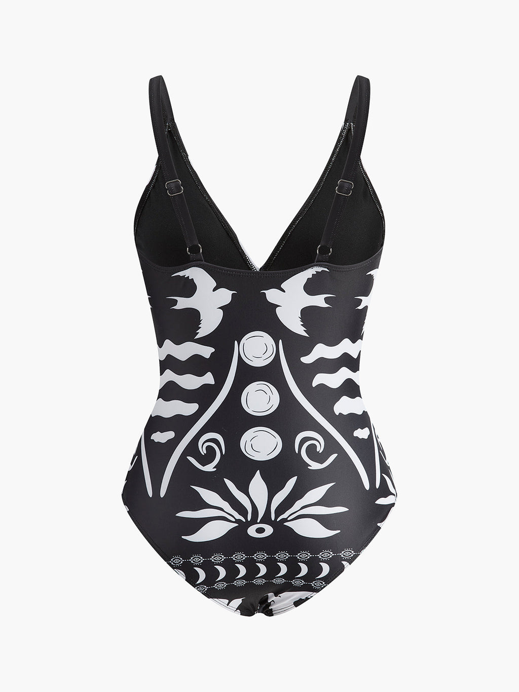 Maillot de bain une pièce imprimé avec découpes et col en V