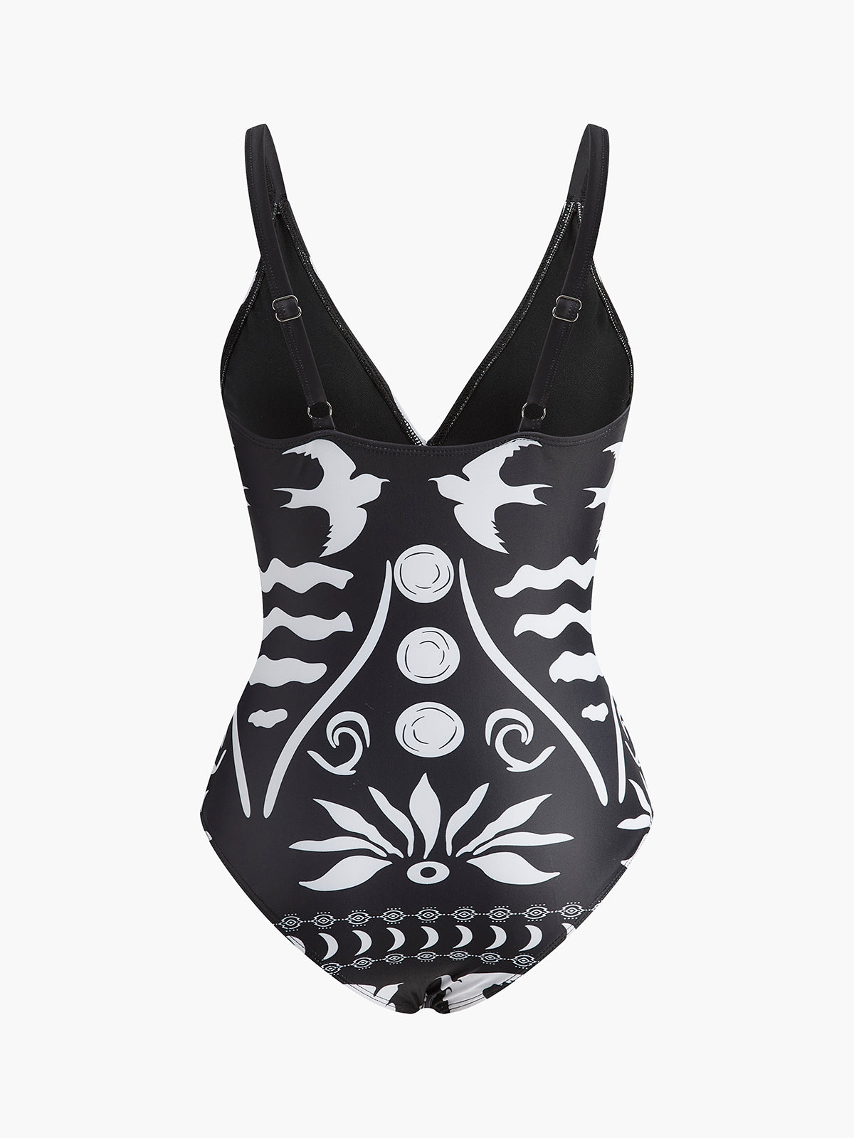 Maillot de bain une pièce imprimé avec découpes et col en V