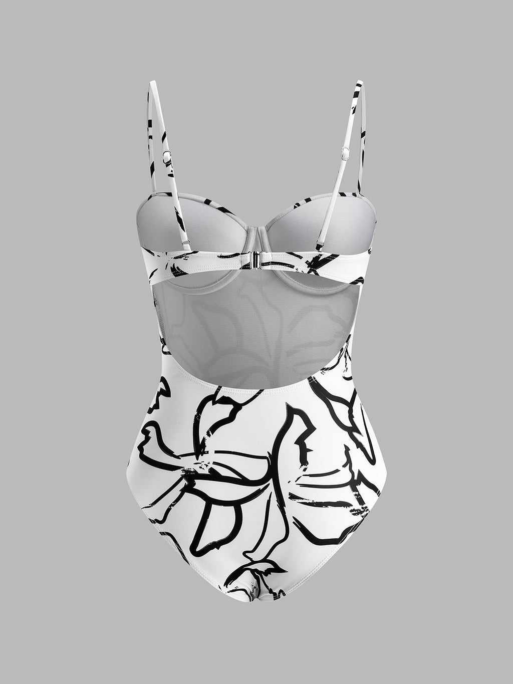 Abstract Print Spaghetti Strap One-Piece
