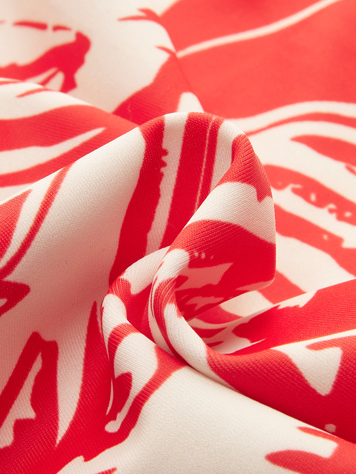 One-Shoulder Tropical Print Bikini Set