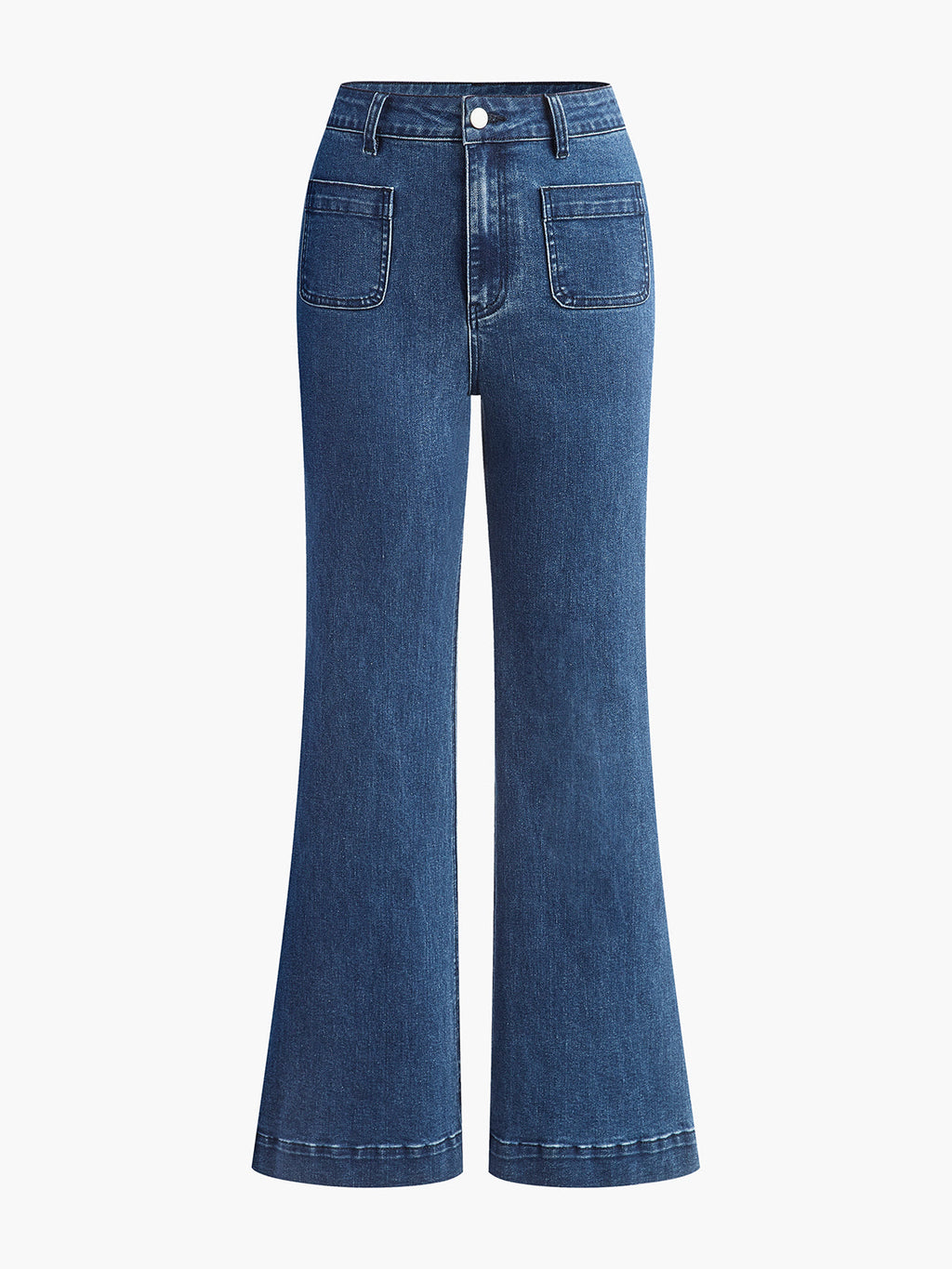 High-Waist Weit geschnittene Jeans mit Taschendetail