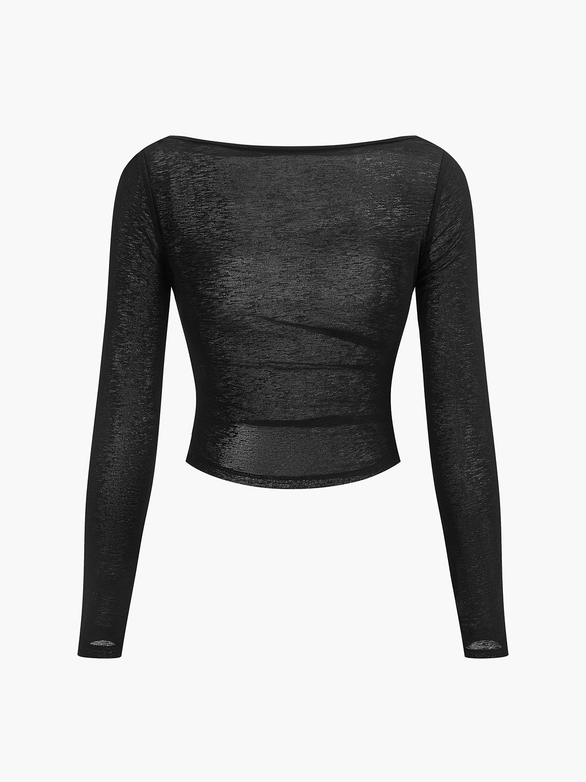 Jersey-Top mit geradem Ausschnitt und transparenten Einsätzen