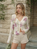 Cardigan aus Wolle mit Blumenmuster