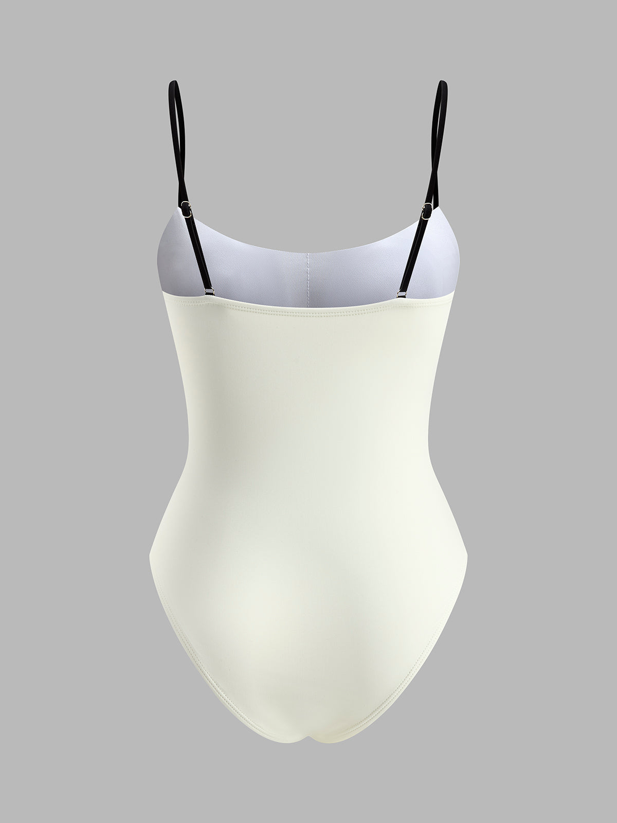 Einteiliger Badeanzug mit Spaghettiträgern und Kontrastbesatz 