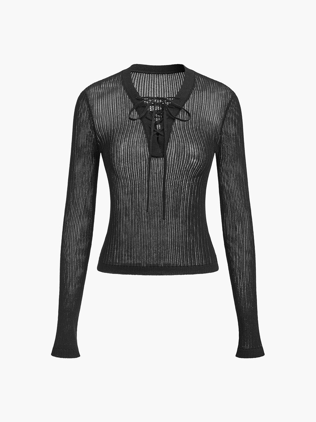 Pull transparent à manches longues et laçage frontal