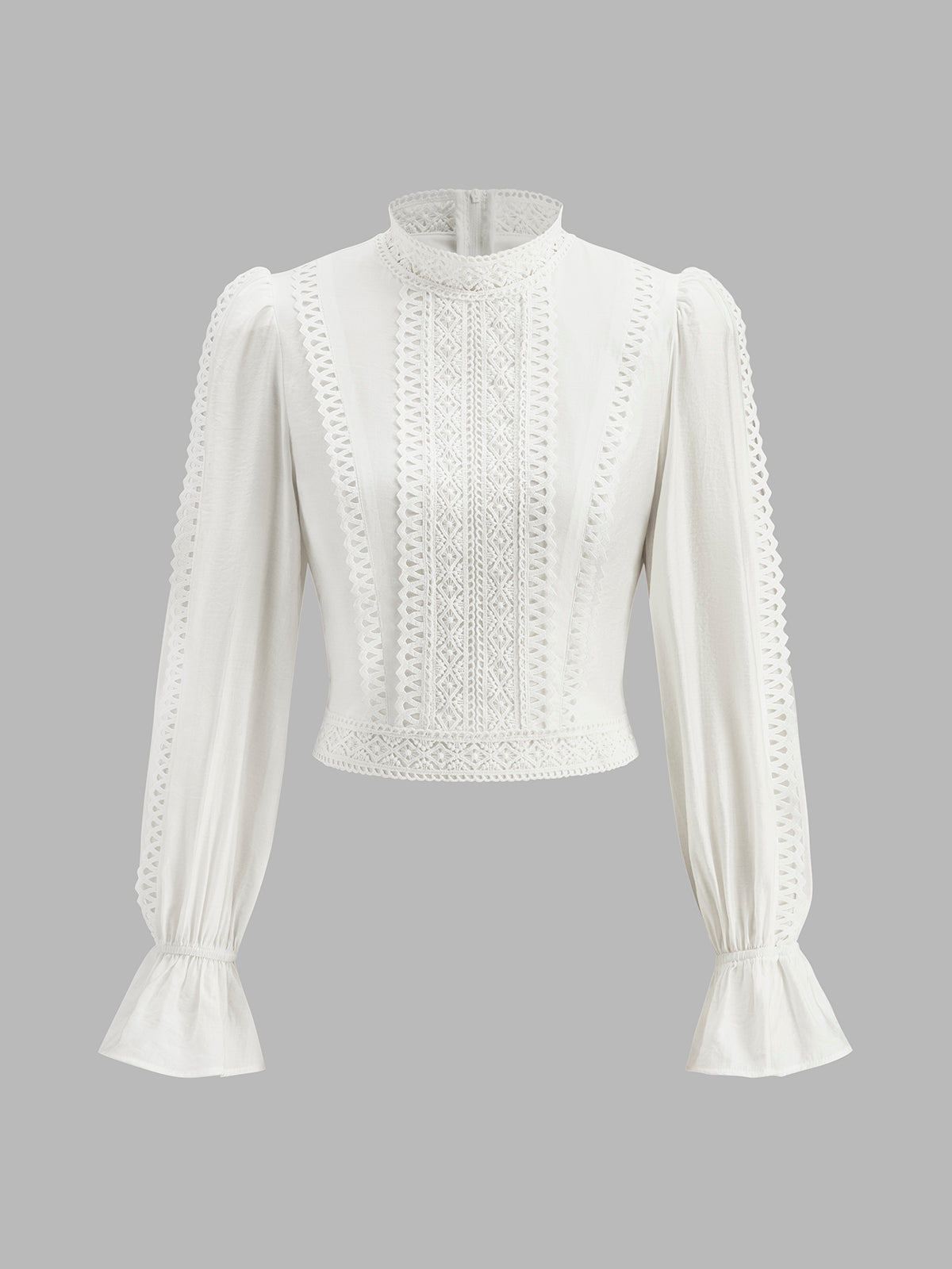 Chemisier à col montant et manches bouffantes 