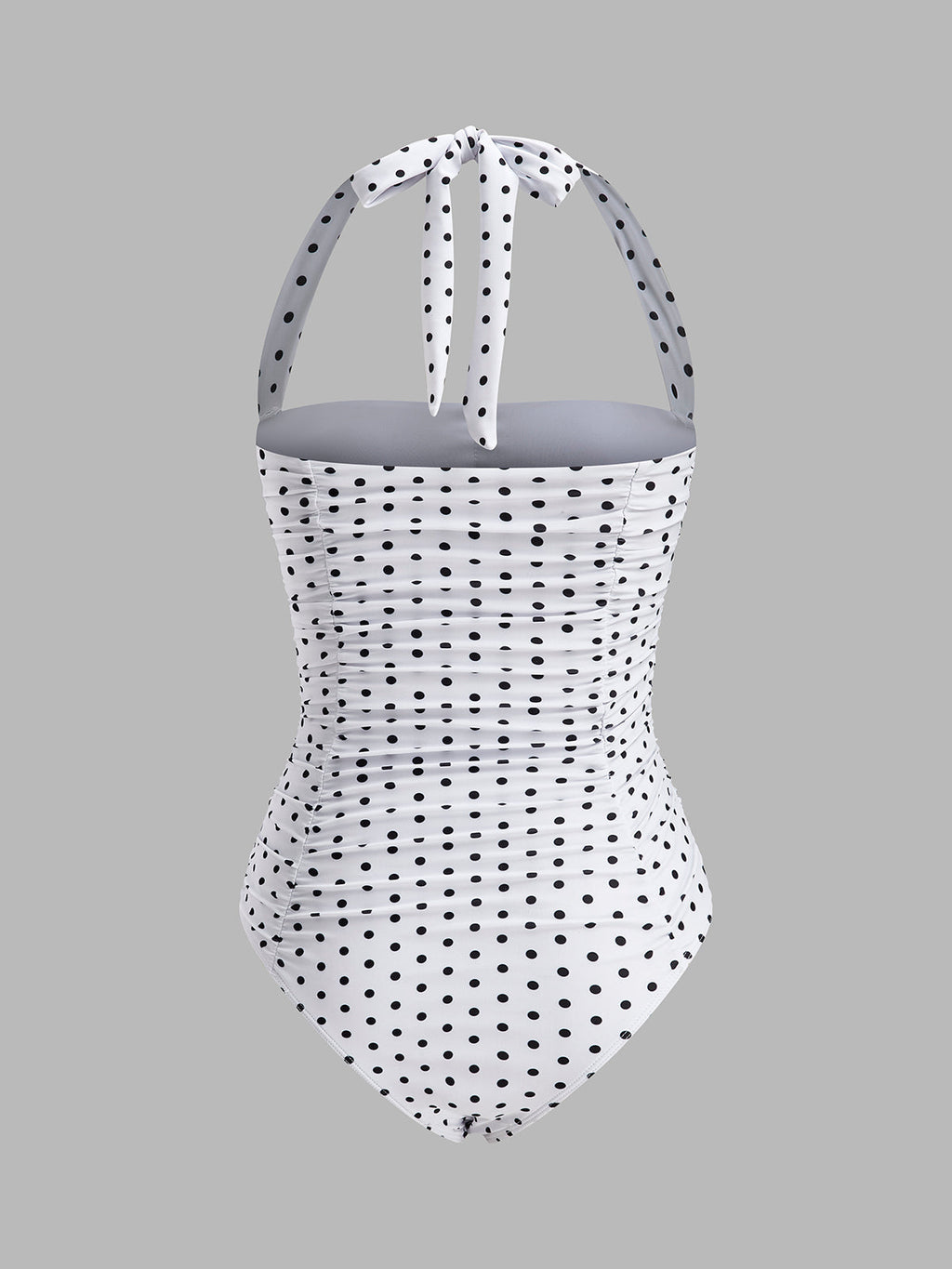 Geraffter Neckholder-Badeanzug mit Tupfen