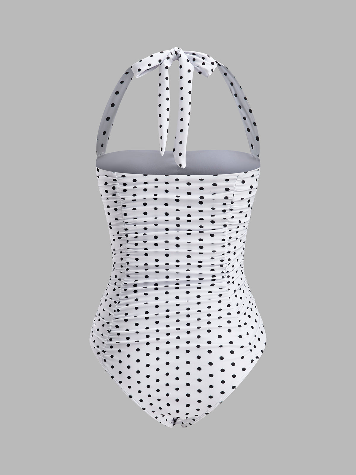 Geraffter Neckholder-Badeanzug mit Tupfen
