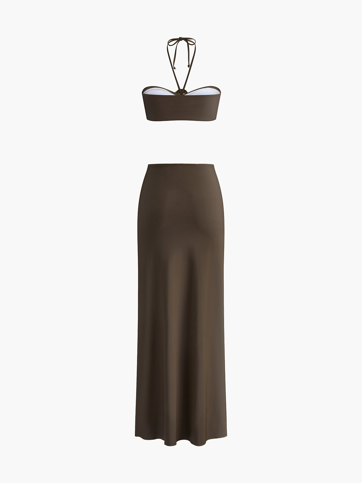 Ensemble bikini bandeau avec anneau ovale et jupe drapée