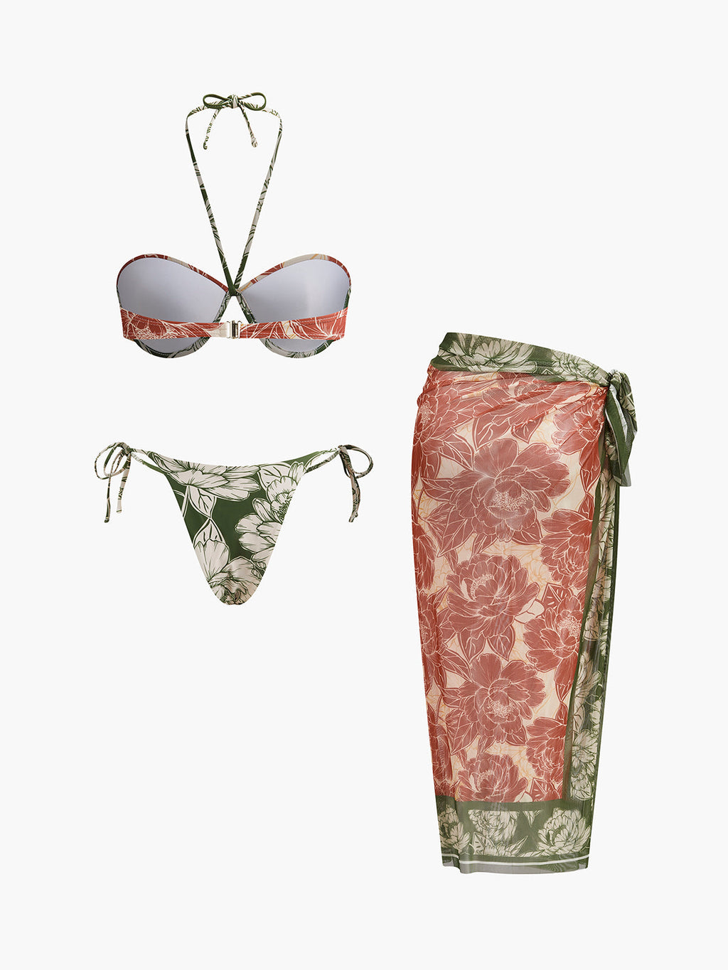 Blumen-Bikini-Set mit Wickelrock