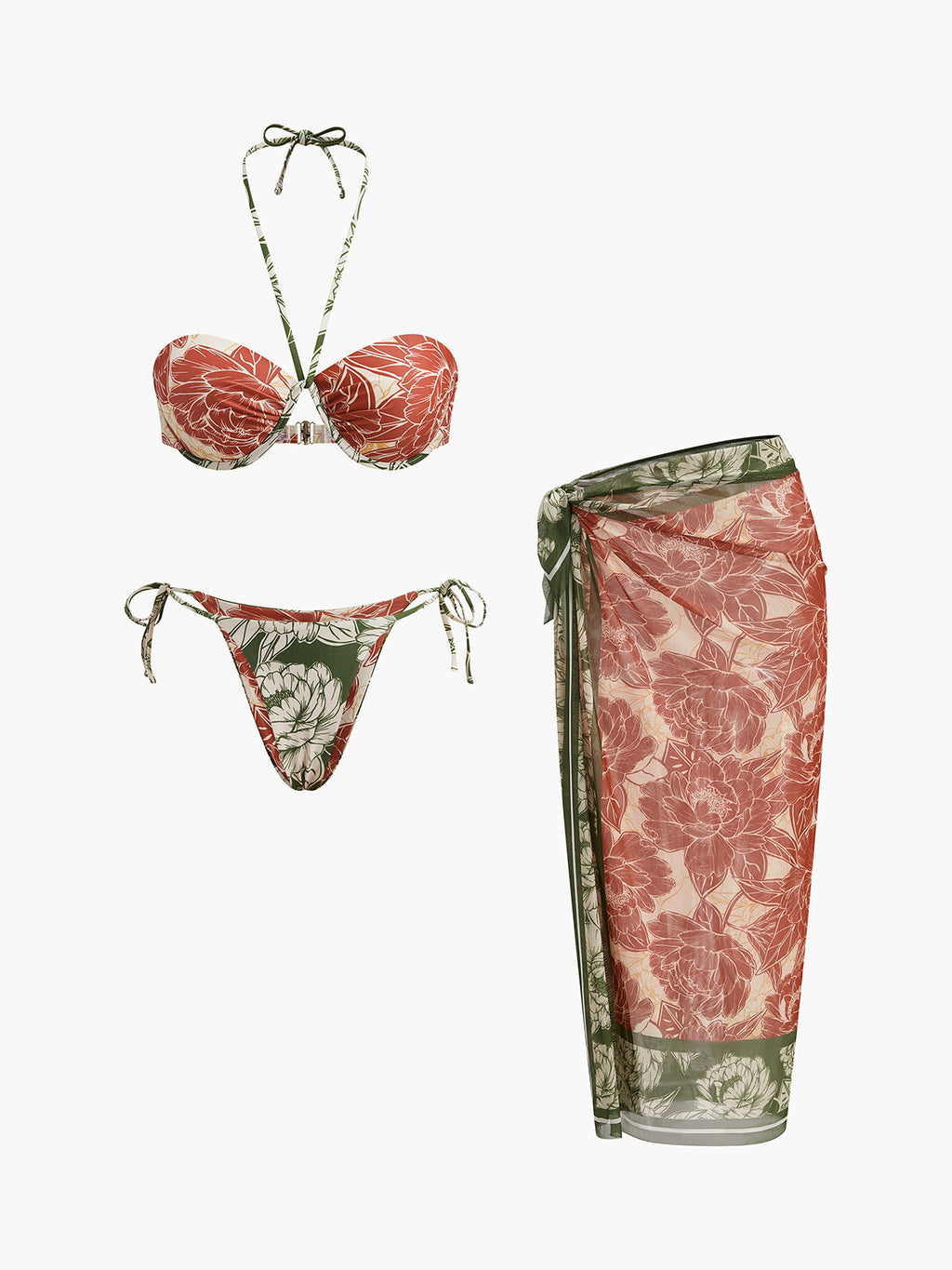 Blumen-Bikini-Set mit Wickelrock