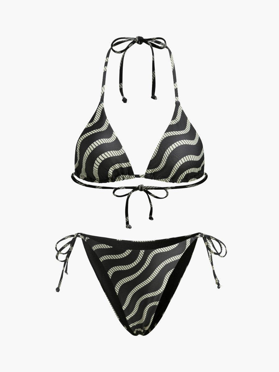 Triangel-Bikini-Set mit Wellenmuster