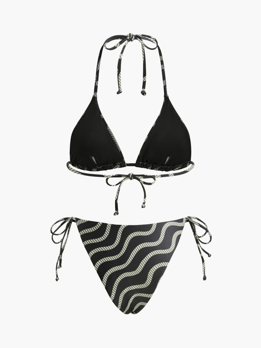 Triangel-Bikini-Set mit Wellenmuster